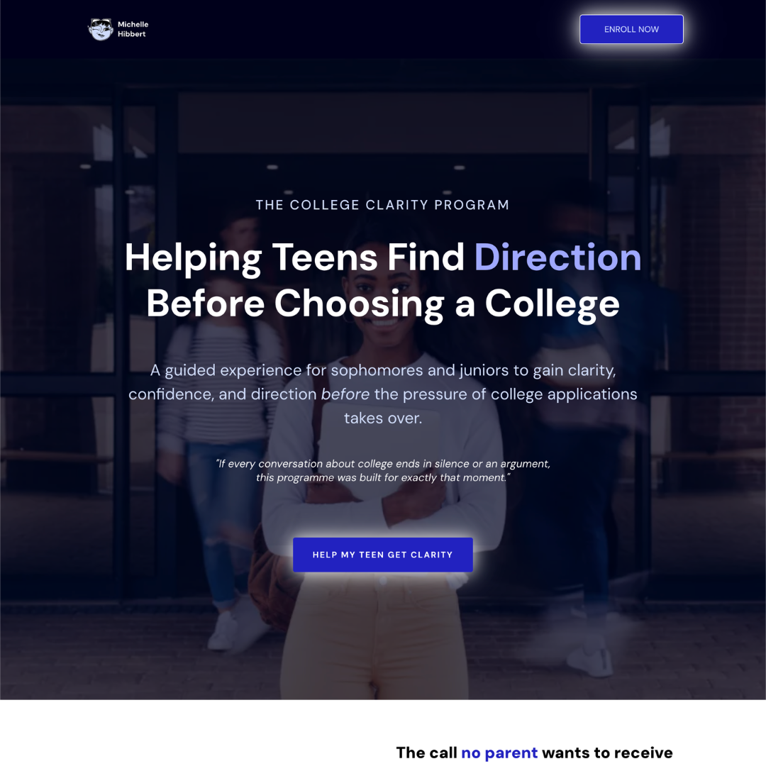 Landing Page for a Teen Coaching Program