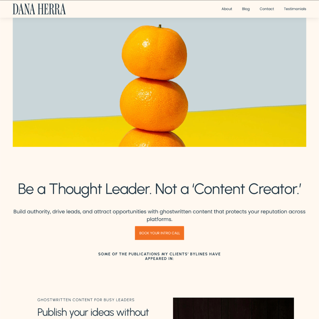 Personal Brand Website for an Executive Ghostwriter & Content Strategist