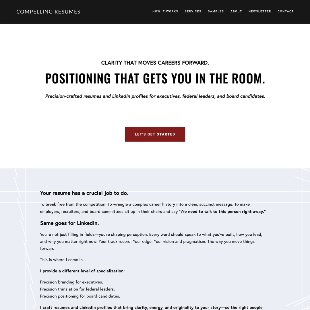 Editorial Website for an Executive Resume Writer & Career Strategist