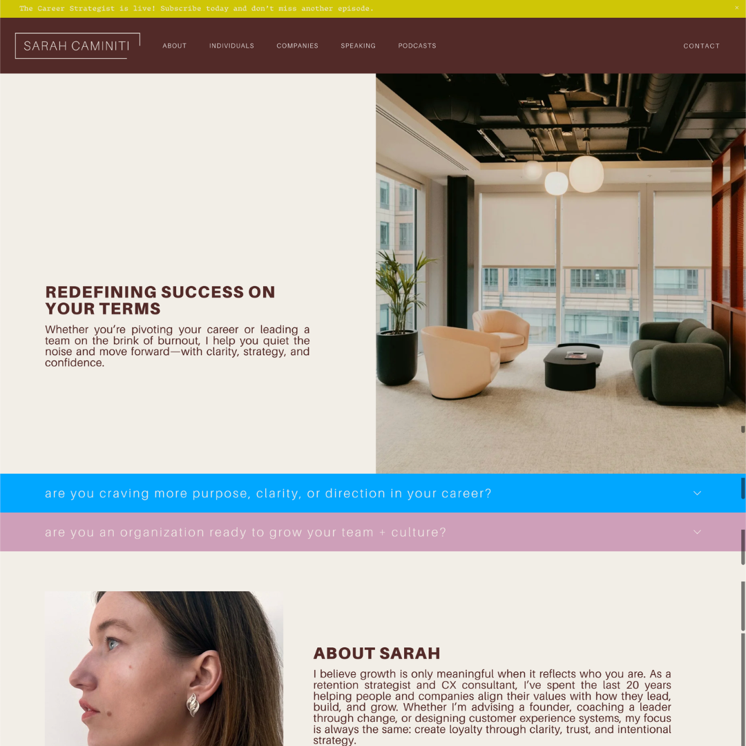 Personal Brand Website for a Career Strategist & Leadership Consultant