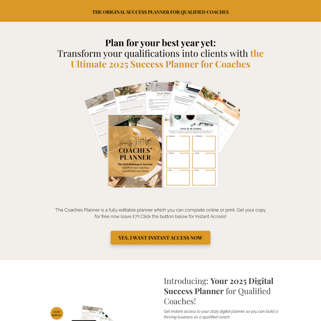 Lead Generation Landing Page for a Business Coach & Digital Planner