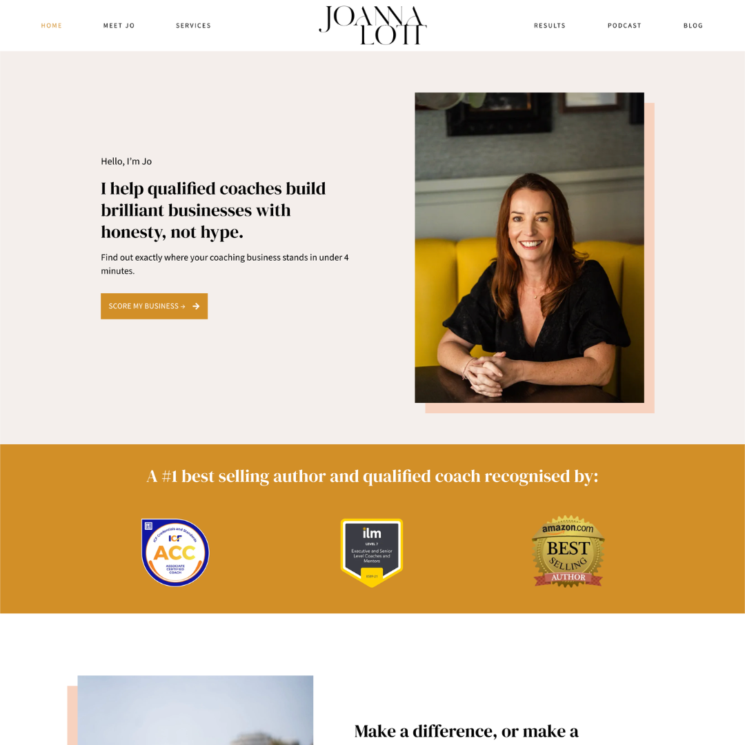 Personal Brand Website for a Business Coach & Coach Mentor