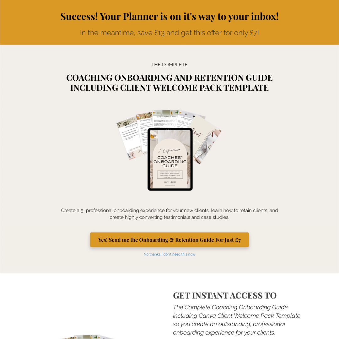 Thank-You page for a Business Coach & Digital Planner